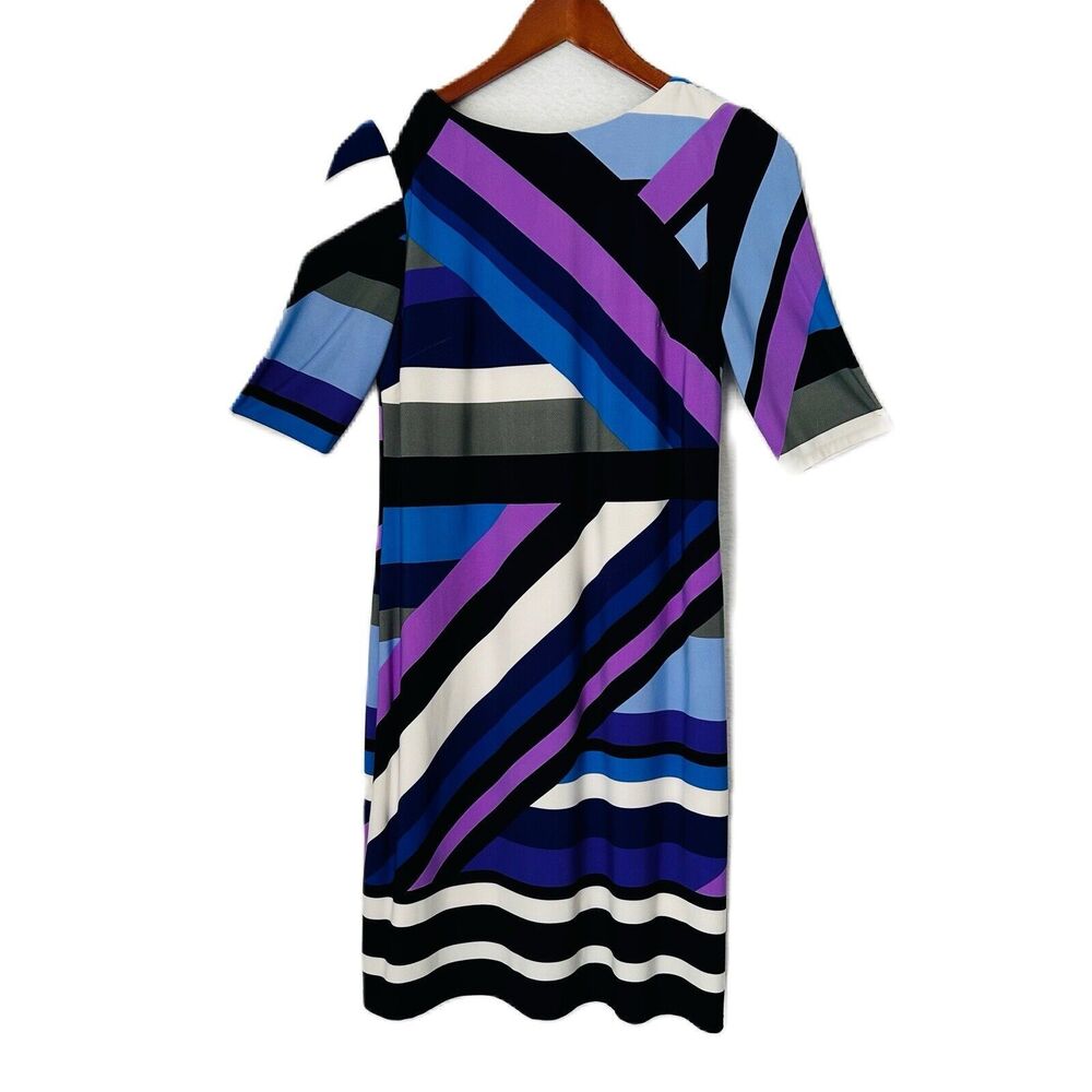 Eliza J Dress Women Size 2 Multicolor Stripe Jersey Career Business Casual Lined